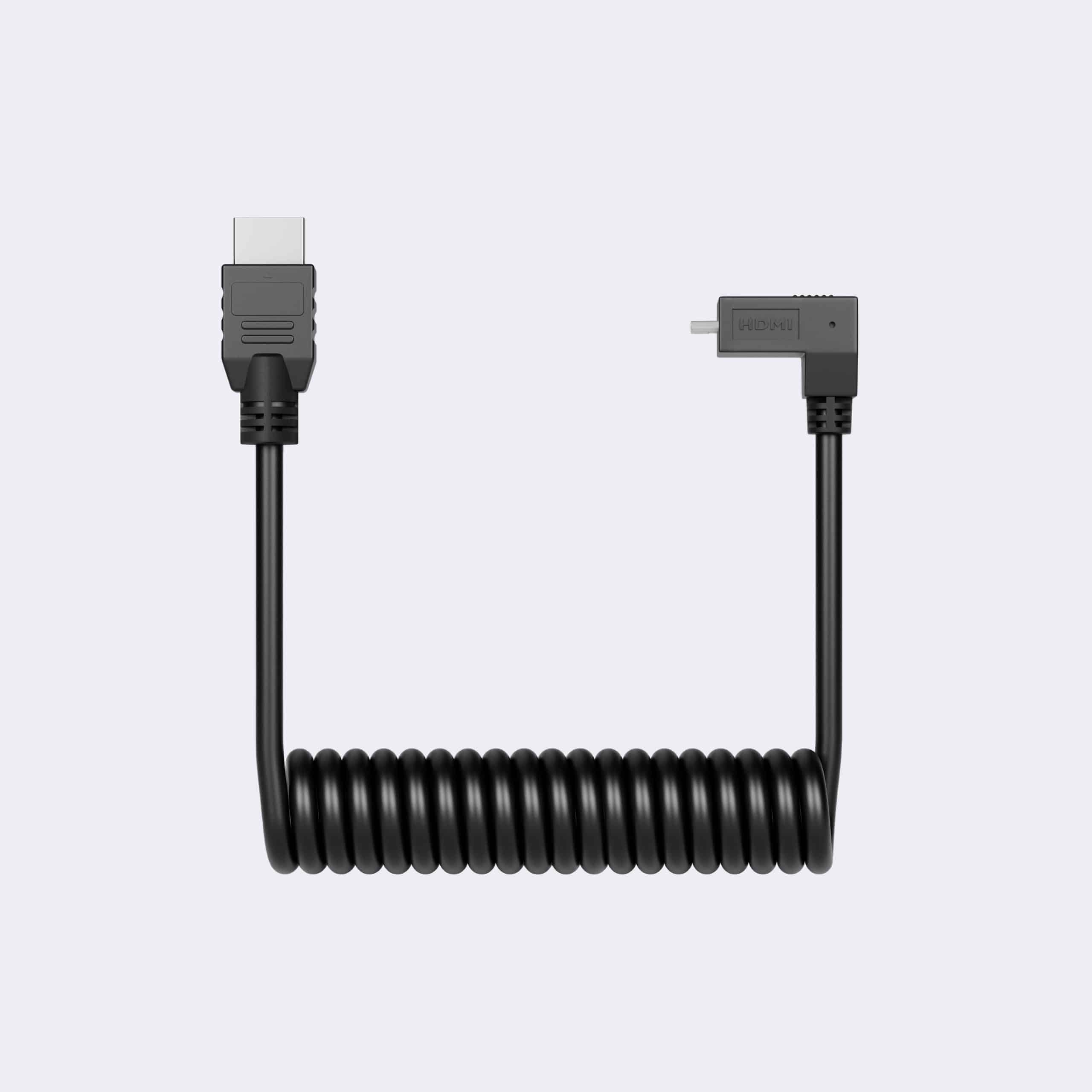 Coiled HDMI Cable – Micro (angled) to Full HDMI