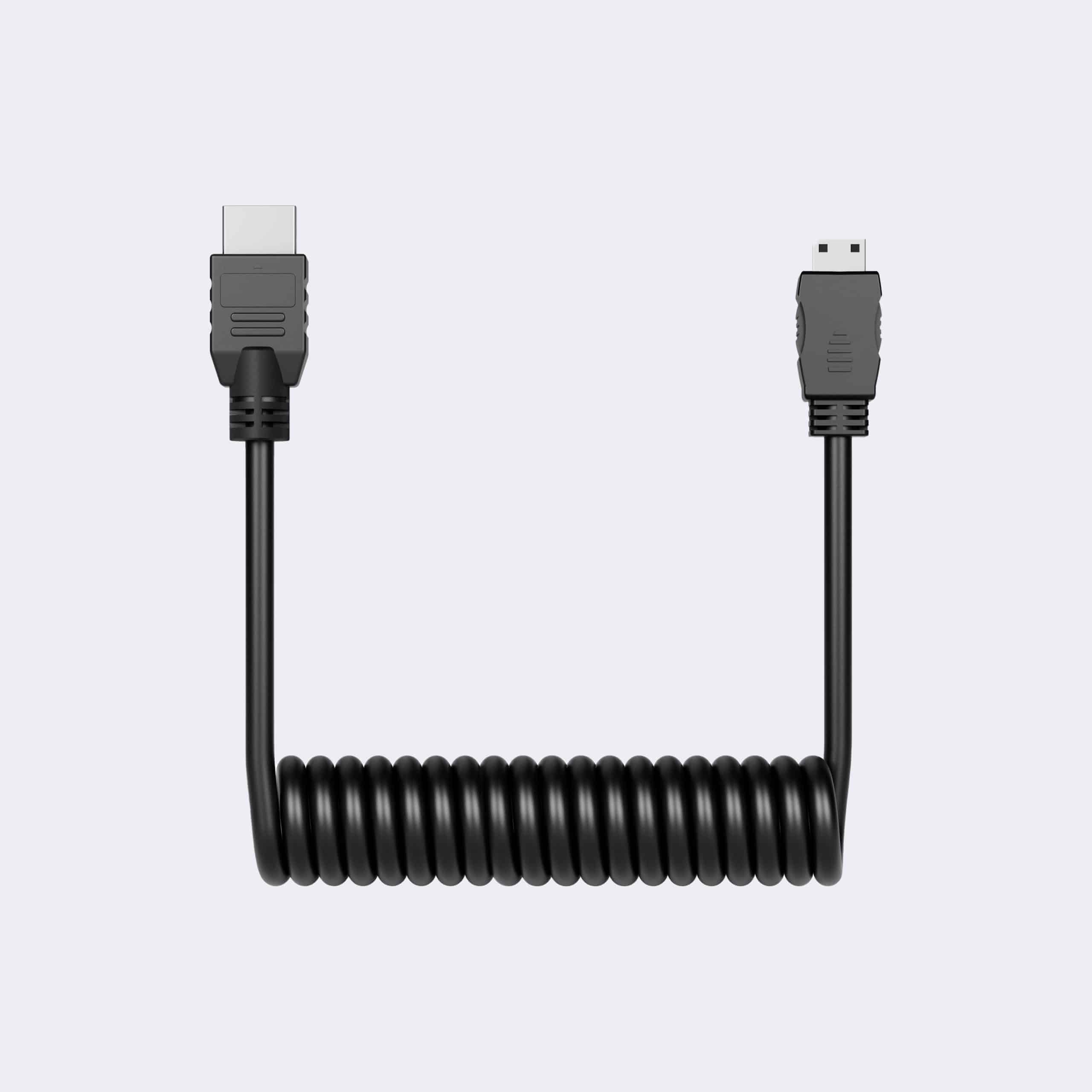 Coiled HDMI Cable – Mini to Full HDMI